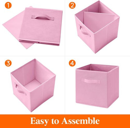 Lifewit Storage Cubes - Foldable Decorative Fabric Baskets for Home Organization | 11-Inch Pink, 12-Pack