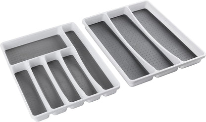 Masirs No-Slip Silverware Tray Organizer, 2-PIECE with 9-SECTIONS for Different Kitchen Utensil and Cutlery Sizes