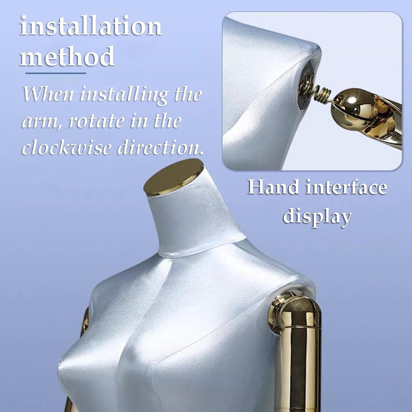XYIANG Half Body Manikin Height Adjustable Stand Removable Arm Female Mannequin Premium Female Mannequin Torso Easy Care Mannequin (Light Blue A)