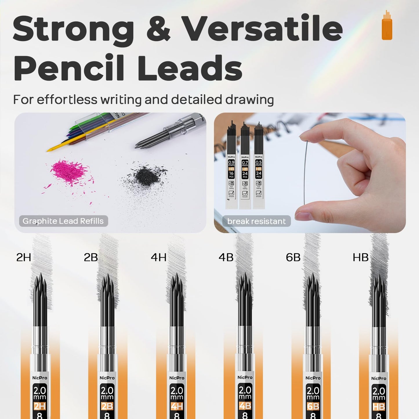 Nicpro 37PCS Art Drawing Supplies Kit, Metal Mechanical Pencil Set 0.5, 0.7, 0.9 & 2mm, 100 Sheets 9x12 Sketch Book, 288PCS Leads, School Supplies Drawing Kit for Artist Adults Teens Kids Sketching