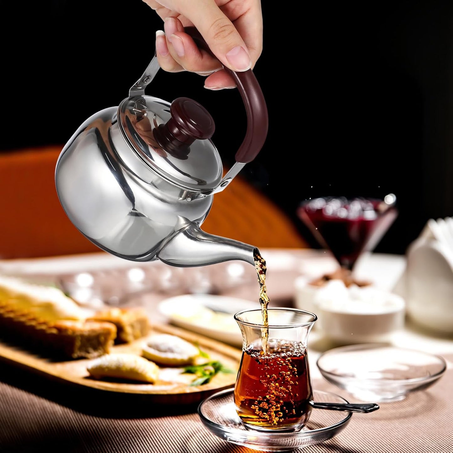 Stainless Steel 500Ml Whistling Tea Kettle with Cool Handle, Efficient Water Boiler for Home, Kitchen, Cafe, Suitable