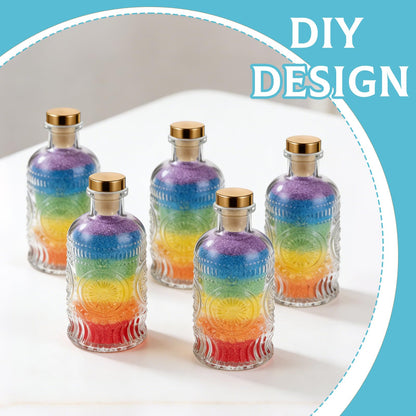 MegoSage 12 Pack Small Glass Bottles with Cork, 6.7oz/200ml Small Apothecary Jars, Clear Square-Round Mini Bottles for Beverages, Crafts, Wedding Favors & DIY Home Decor