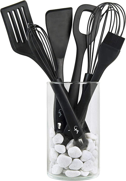 Lurch Germany 11 Inches Silicone Cooking Spoon with Hole, Heat Resistant Risotto Kitchen Tool - Black