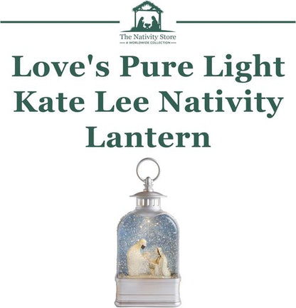 Love's Pure Light by Kate Lee - 10" Light-Up Nativity Lantern with 'Silent Night' Music | Glitter Snowglobe Manger Scene