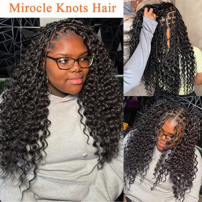 20 Inch Feather Crochet Human Hair for Black Women Miracle Knots Crochet Bundles 120g Pre-Separated Deep Curly Wave Crochet Human Hair Extensions Reusable Knotless Invisible 100 Strands CNZZJX