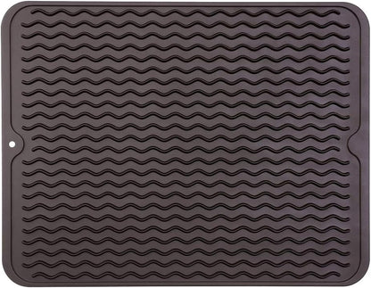 Silicone Dish Drying Mat | Eco-friendly, Heat-resistant Kitchen Counter or Sink Mat, 16 x 12 inches