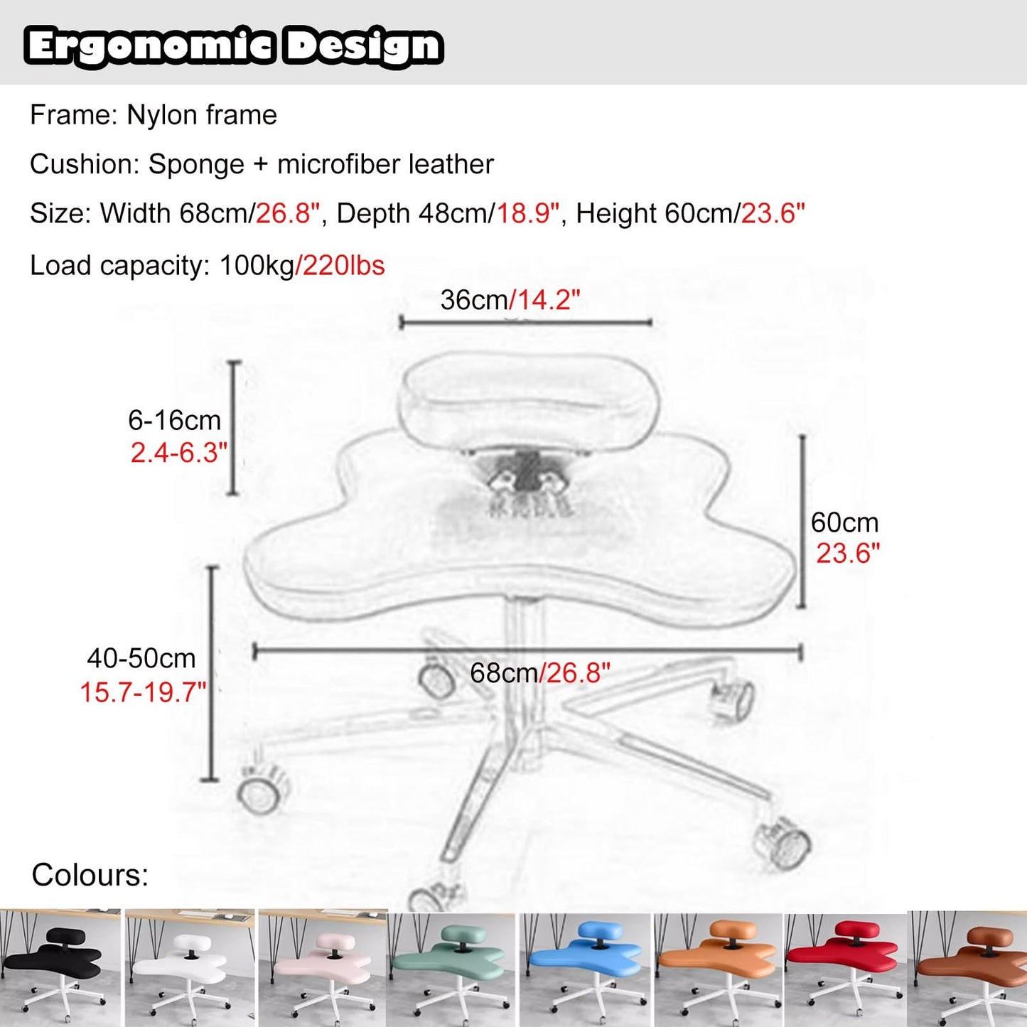 Office Chair Cross Legged Chair，Sitting Kneeling Squatting Chair, Ergonomic Office Chair Kneeling with Upgraded Gas Spring Rod & Castors for Yoga Enthusiasts Meditation Fanatics，Adjustable S