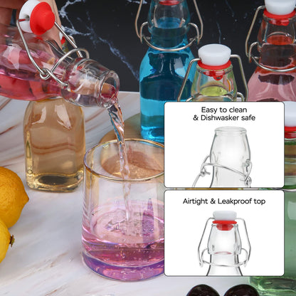 ZEBEIYU Swing Top Glass Bottles 4 oz With Flip Airtight Lids for Home Brewing, Beverages, Oil, Vinegar, Water, Soda, Kefir, Limoncello, Homemade liquor, vanilla（10 Pack