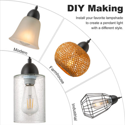 SIXZOONM Small Pendant Light Kit - ORB, DIY Make Farmhouse & Modern Kitchen Island Pendant Lights, Hanging Light Fixtures Ceiling Mount, Adjustable Height, 1 Pack（Shade and Bulb Not Included）