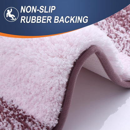 OLANLY Bathroom Runner Rug - Extra Soft Microfiber Mat with Rubber Backing | 47x17 Inches, Quick Dry, Washable, Mauve