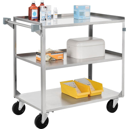 Global Industrial 3 Shelf Stainless Steel Utility Cart, 30-3/4 x 18-3/8 x 33, 300 Lb Cap