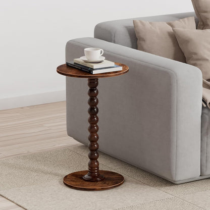 Drink Table, Drink Tables for Small Spaces, Modern Accent Nightstand with Solid Wood Leg for Living Room, Bedroom