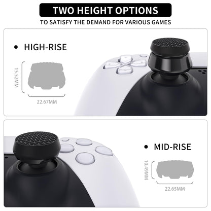 PlayVital Thumbs Pro ARMOR Thumbstick Extender for ps5 Controller, Joystick Caps Grip for ps5 Controller - 2 High Raise and 2 Mid Raise Dome - Black