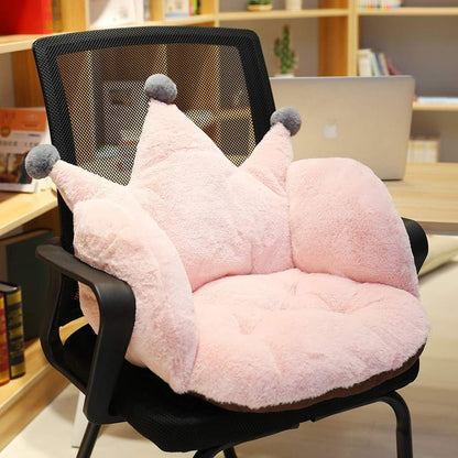 Holiberty Cute Crown Chair Cushion, Foam Stuffed Desk Seat Pad for Waist Support, Plush Pillow for Home Office