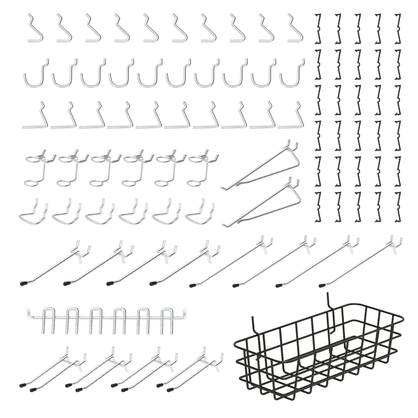 HUHOLE 88 Piece Pegboard Hooks Assortment Kit with Pegboard Bins Garage Tool Organizer Set Fits 1/8 and 1/4 Inch Peg Board Accessories for Workbench Craft Room and Kitchen Storage