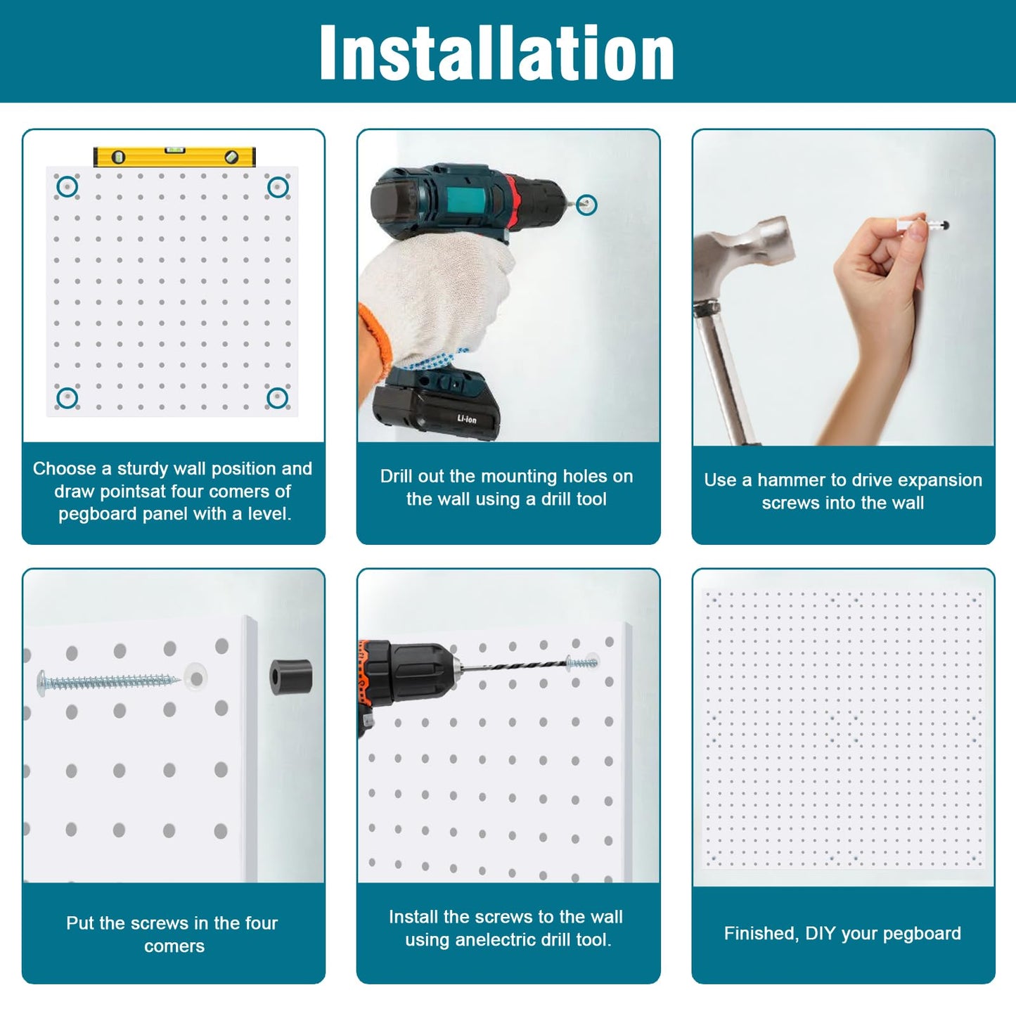 Daanxw Peg Board Kit, Includes Pegboard and Accessories,with Hooks and Bins,Peg Board Wall Organizer for Office,Ornaments Display,Crafts Organization (129, White)