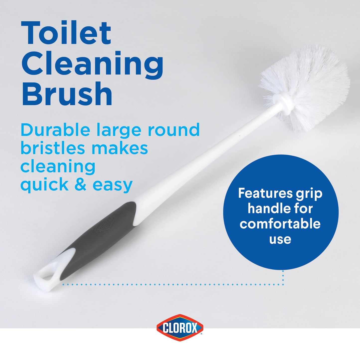 Clorox Toilet Plunger and Bowl Brush Combo with Caddy, 6.75 x 7 x 19.5 in, White/Gray