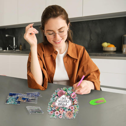 MAXBYE Diamonds Painting Kits Hanging Pendant, Special Shaped Crystal DIY Mother's Day Flowers Diamond Art, Diamond Art for Beginners DIY Crafts, Window Pendant Ornament for Home Decoration, 7.8in