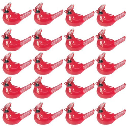 Lighibeuty 50Pcs Glow in Dark Mini Resin Red Cardinal Bird Figurines - Tiny Cardinal Christmas Ornaments, Miniature Garden Decor, Crafts Birds, Cake Topper, Gift with Storage Box