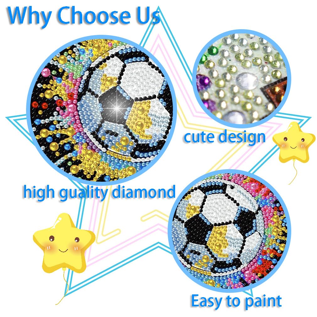 LEZHIJIA 6 Pack Small Diamond Art for Kids, Balls Mini Diamond Painting Kits for Kids, Diamond Dots Full Drill Crafts for for Kids Ages 4-8-12, Easy Gem Kit Kid for Gift Home Wall Decor 7x7inch