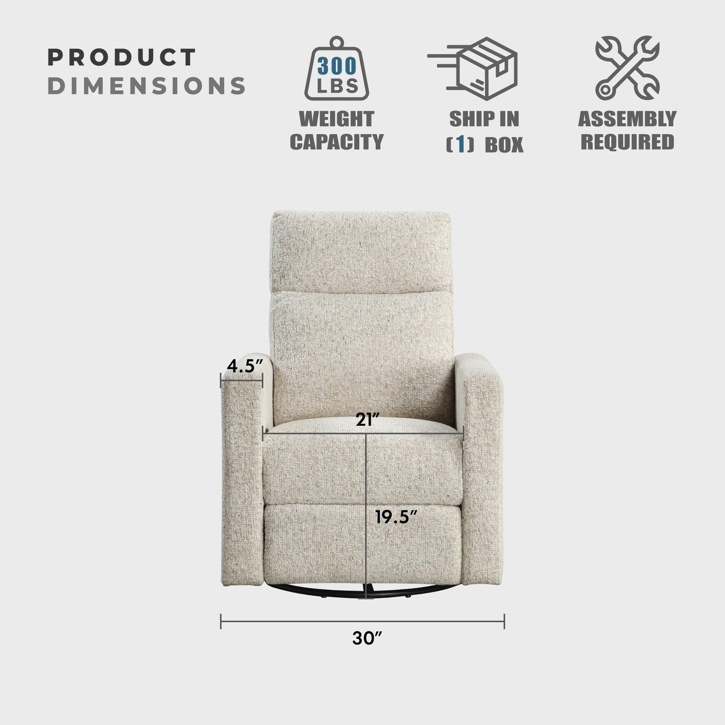 Lexicon Swivel Glider Recliner Chair, Nursery Glider, Chenille Fabric Recliner, Manual Recliner Sofa Chair for Living Room/Office/Apartment, Quartz