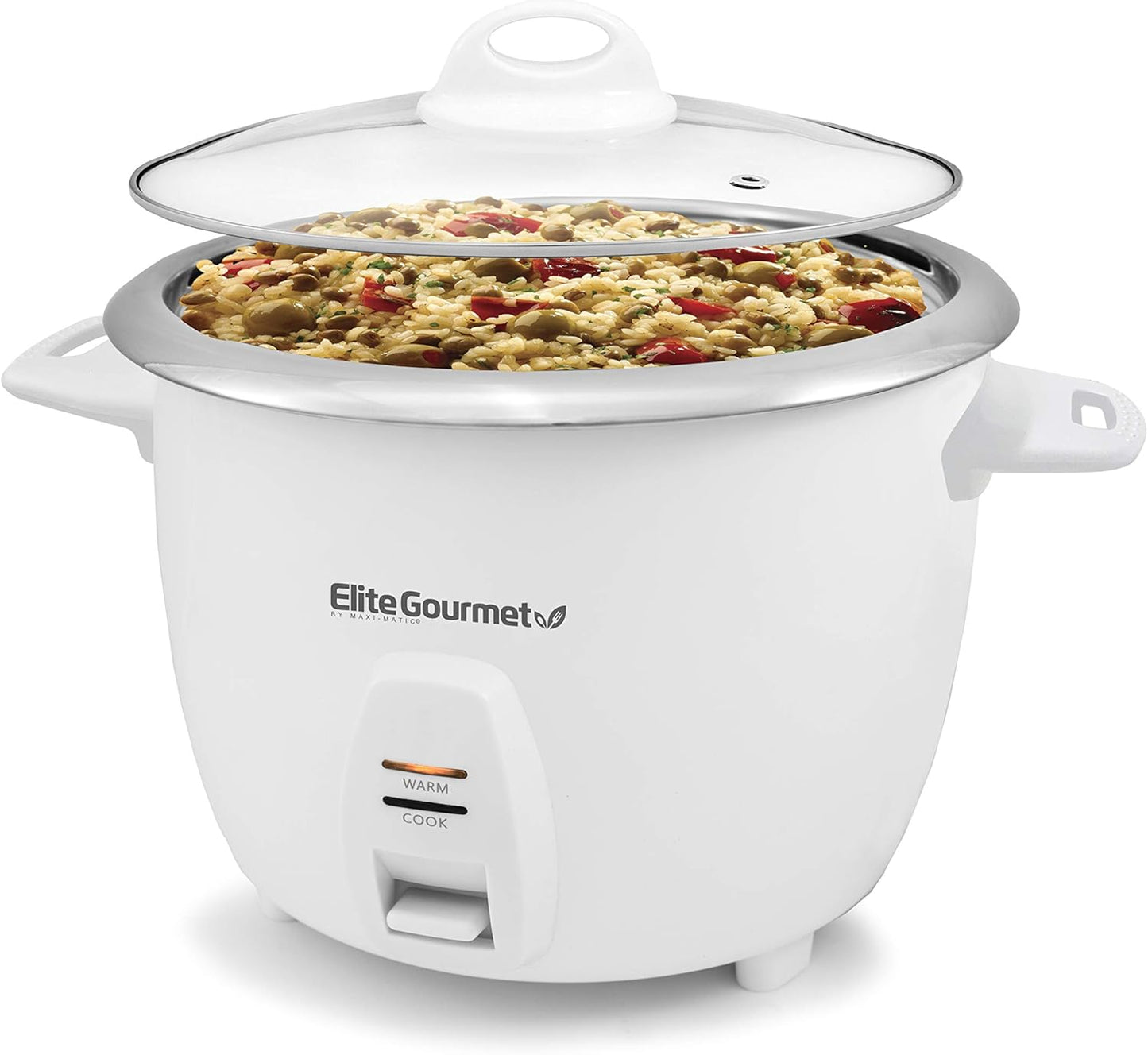 ERC-2010 10 Elite Gourmet Electric Rice Cooker with Stainless Steel Inner Pot Makes Soups, Stews, Grains, Cereals, Keep