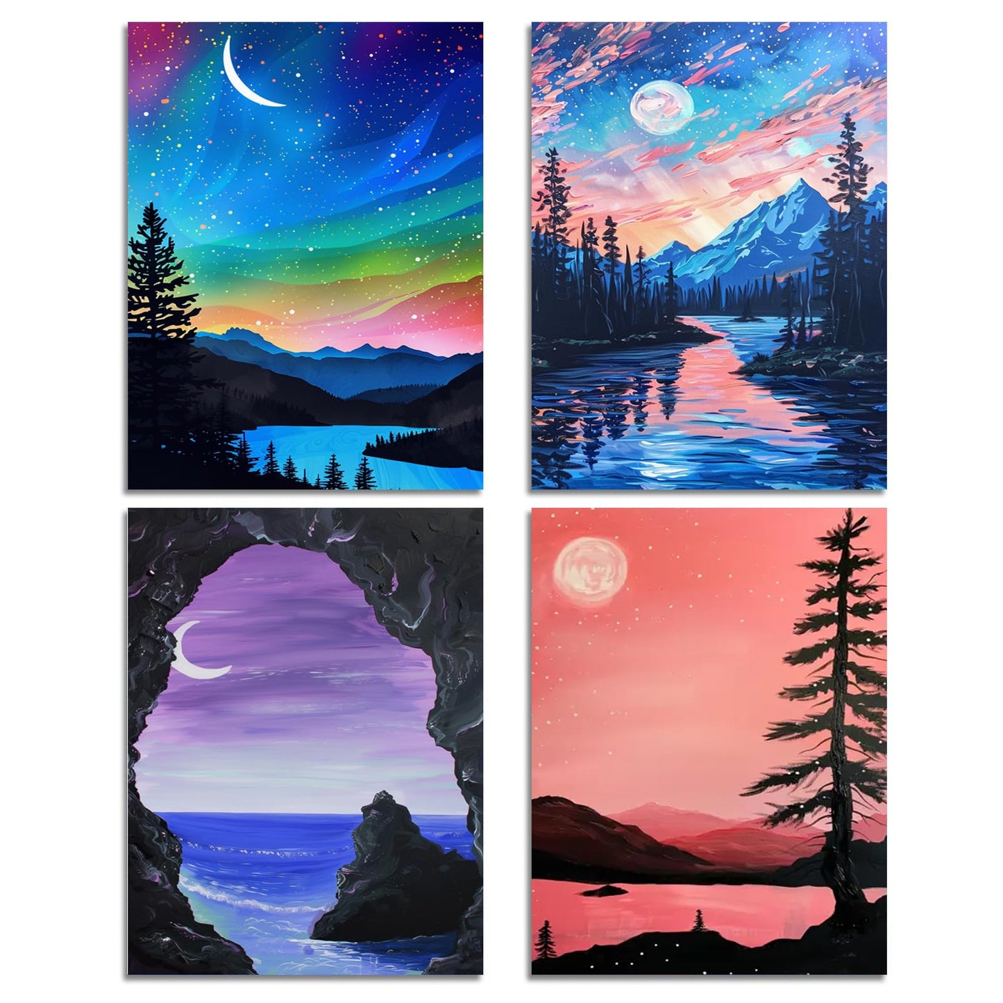 DOTSOPS Diamond Painting Kits Art Adults Painting Kit Crafts DIY 5D Diamond Art Packs Kits Full for Adults Beginner Home Wall Decoration Gift 11.8x15.7 Inches (4 Pack Landscape-b)