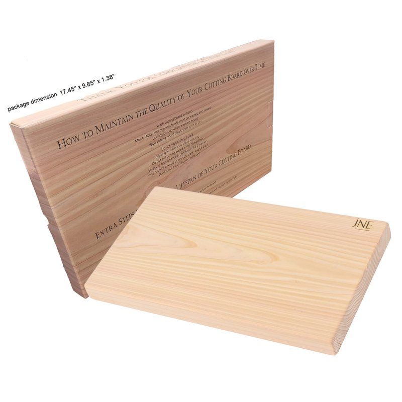 Hinoki Cypress Reversible Wood Cutting Board, 17.3" x 9.5" x1", Chopping Board, Butcher Board, Serving Board, Solid Single Piece, No Joint, No Glue | Holiday Gift