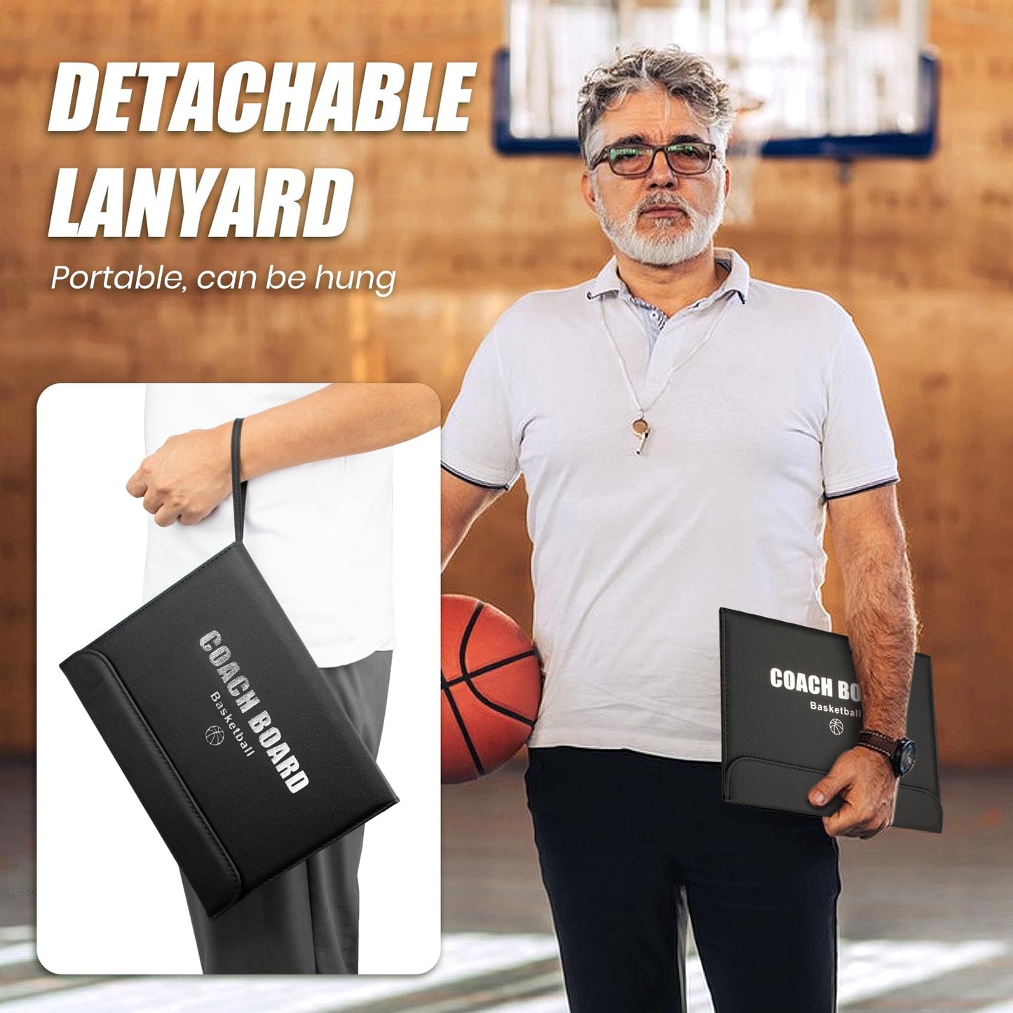 Foldable Basketball Coaching Board, Magnetic Tactics Clipboard with Dry Erase Marker and Magnetic Markers, Portable Lightweight Strategy Board for Coaches Training and Matches, Great Gift for Coach