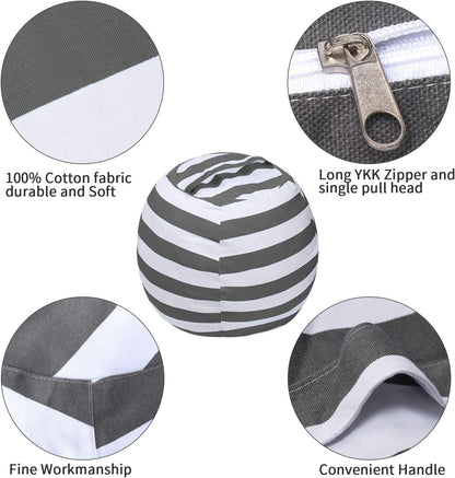 Miaowater 2 PCS Stuffed Animal Storage Bean Bag Chair Cover, Cotton Canvas with Zipper, Grey 24"