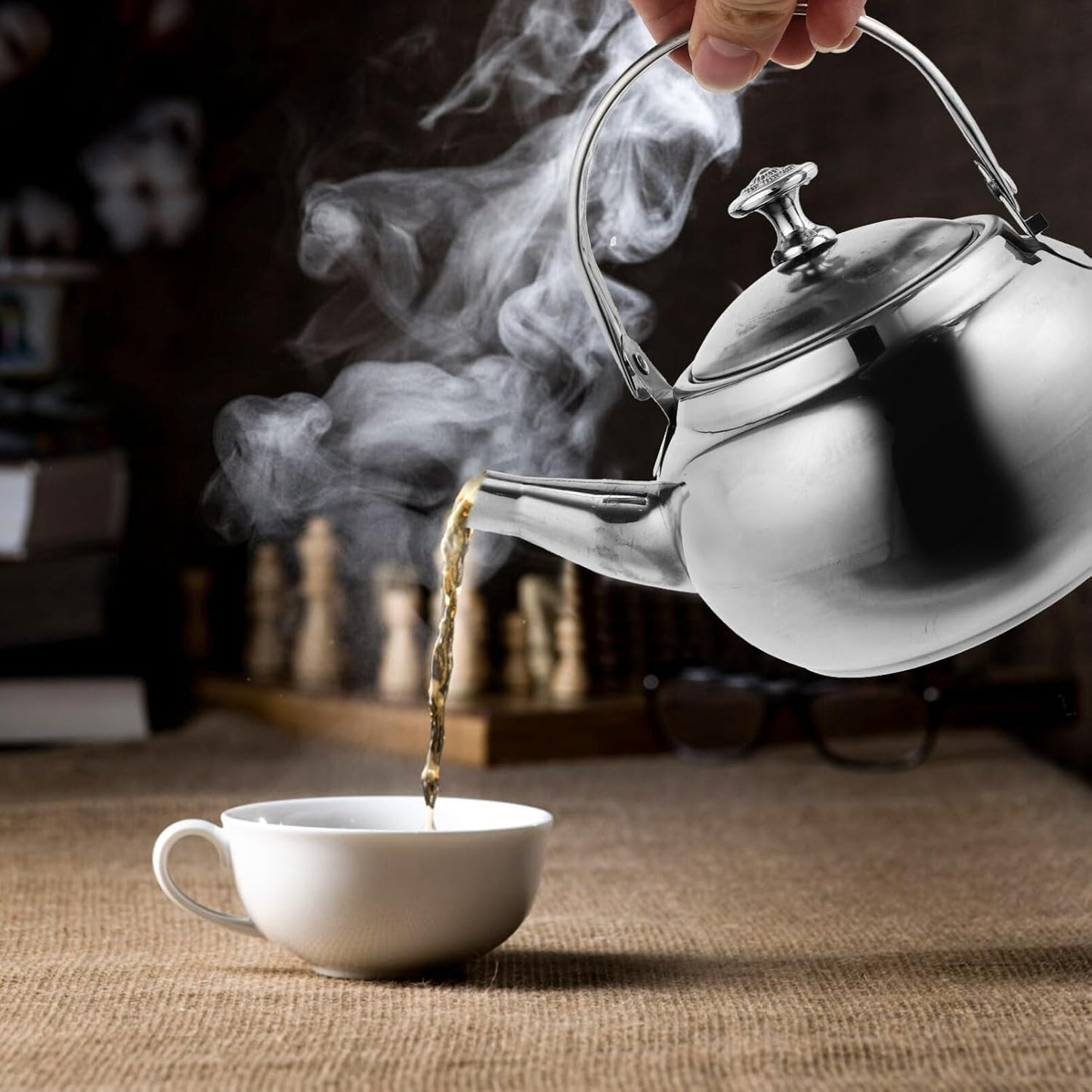 BESTonZON Whistling Tea Kettle - 14cm Stainless Steel Water Boiler with Infuser for Induction and Gas Stove