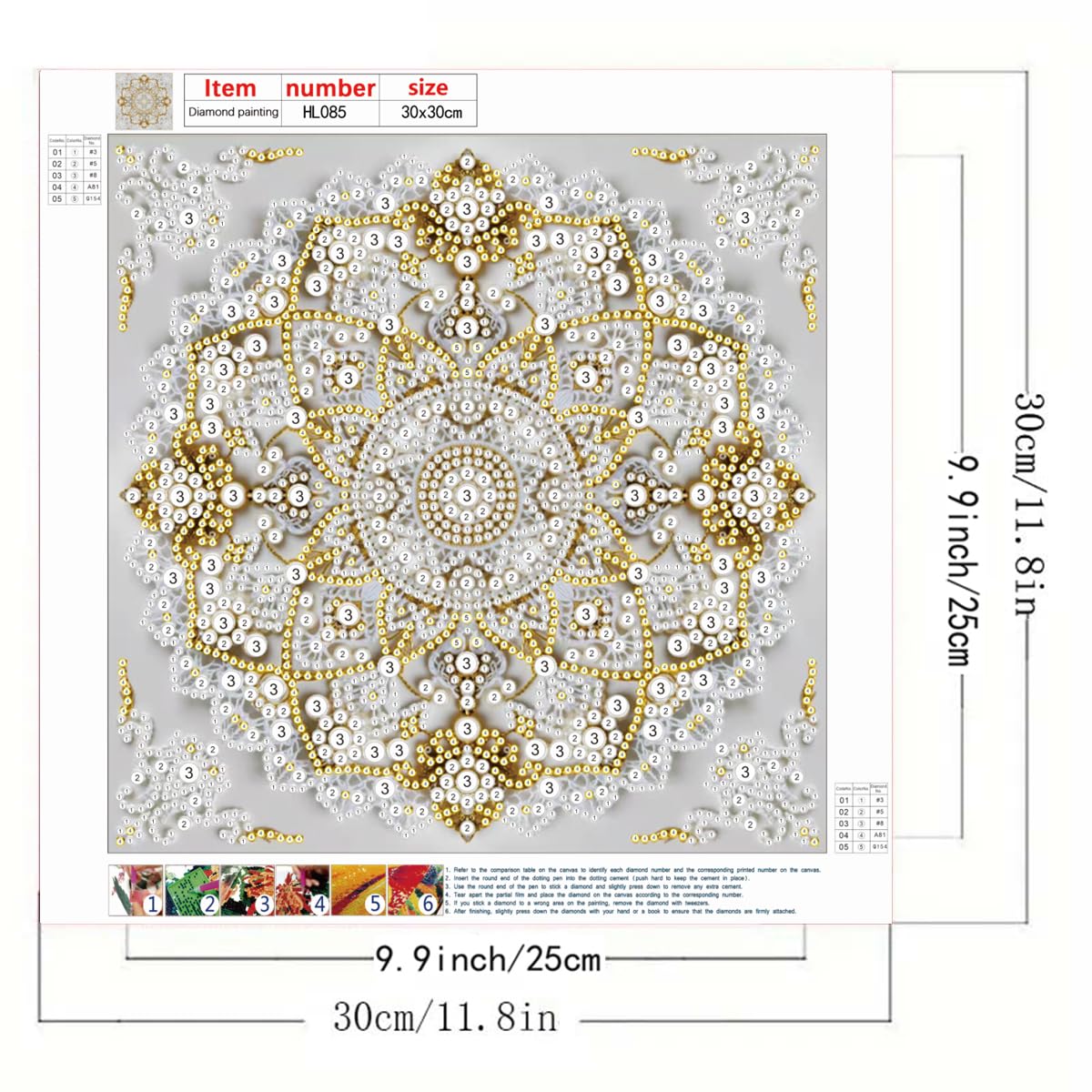 GEMFAMILY 5D Diamond Painting Kits for Adults,DIY Special Shaped Diamond Art Kit for Mandala,Pearl Diamond Dots Painting Crystal Rhinestone Gem Art for Home Wall Decor 11.8 X 11.8 Inch