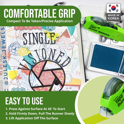 TAPE RUNNER - Double Sided Adhesive with Dispenser Roller Included - Acid Free, Sticky, Transparent - Ideal for Scrapbooking, Crafts & More - Retractable (315 inches per Cartridge), 5 Cartridges