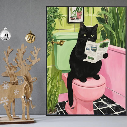 MIRCVSH Black Cat Paint by Numbers for Adults with Framed Canvas-with Wooden Easel,Paint by Number on Canvas,DIY Acrylic Oil Painting Kits with Brushes Nice Gift Box for Home Wall Decor(12x16 Inch)
