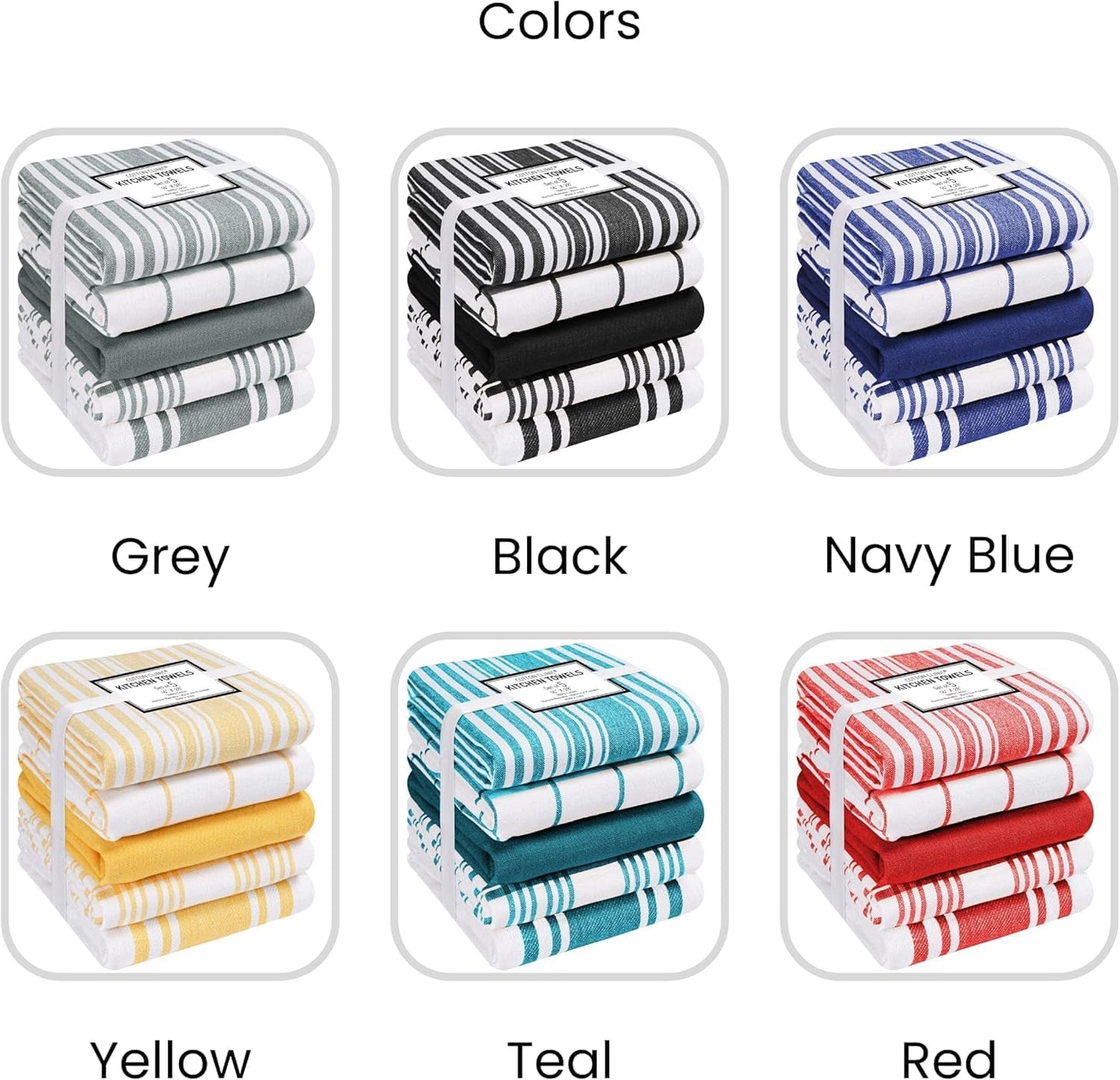 5 Pack 16x28 Cotton Clinic Assorted Kitchen Towels Soft Absorbent Quick Drying Table & Kitchen Linen - Dish Towels
