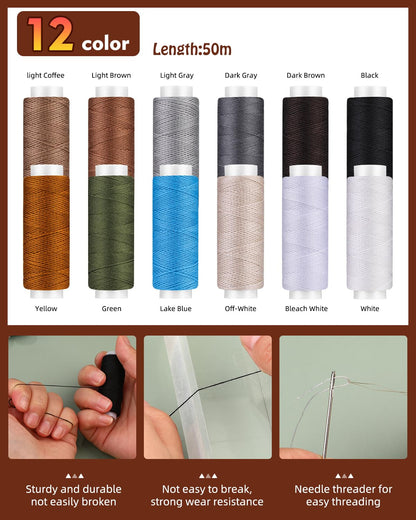 BAGERLA Heavy Duty Sewing Kit, Needle and Thread Kit with Upholstery Thread Needles Sewing Awl Seam Ripper for Car Seats Carpets Shoes Backpacks DIY Crafting