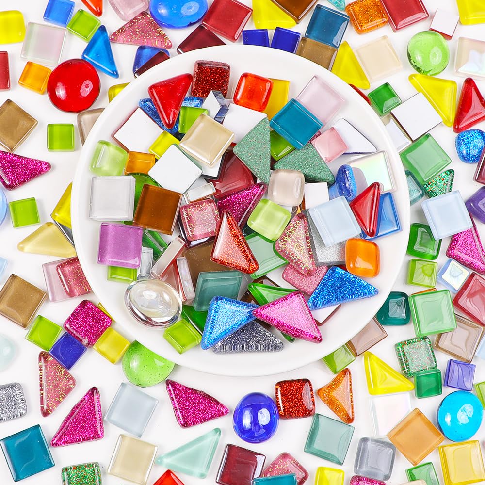 1 LB Mixed Crystal Glass Mosaic of Different Sizes, Loose DIY Mosaic Art Hobbies Craft Material, Accessories, Mosaic Supplier (DS302)