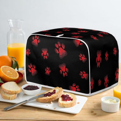 STUOARTE Dog Paw Print Toaster Cover, Dustproof Kitchen Decor for Most Standard 2 Slice Toasters