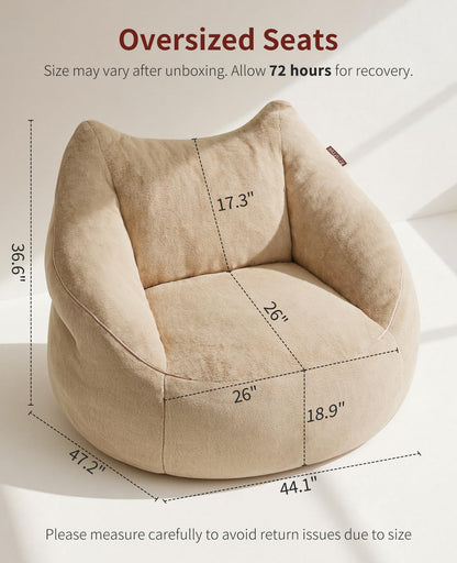 Relefree 70.9" Oversized Bean Bag Chairs for Adults,Loveseat Sofa,Plush Modern Boneless Loveseat,Bean Bag Couch for Reading,Mini Small Couches for Living Room, Office,Bedroom,Apartment,Latte Brown