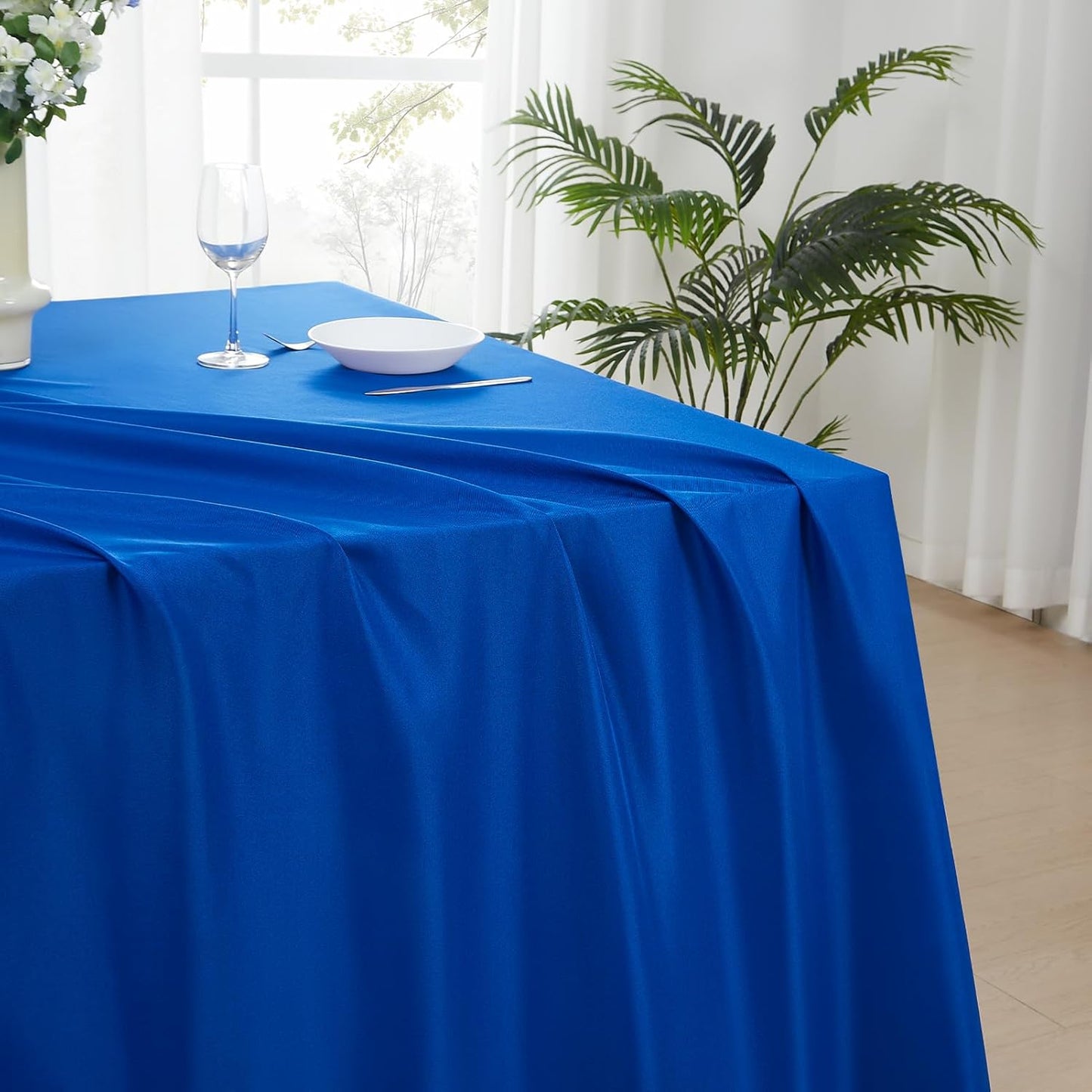 60x120 Inch 6 Pack 6ft 8ft Rectangle Tablecloths Royal Blue Tablecloth for Washable Decorative Linen Polyester Table