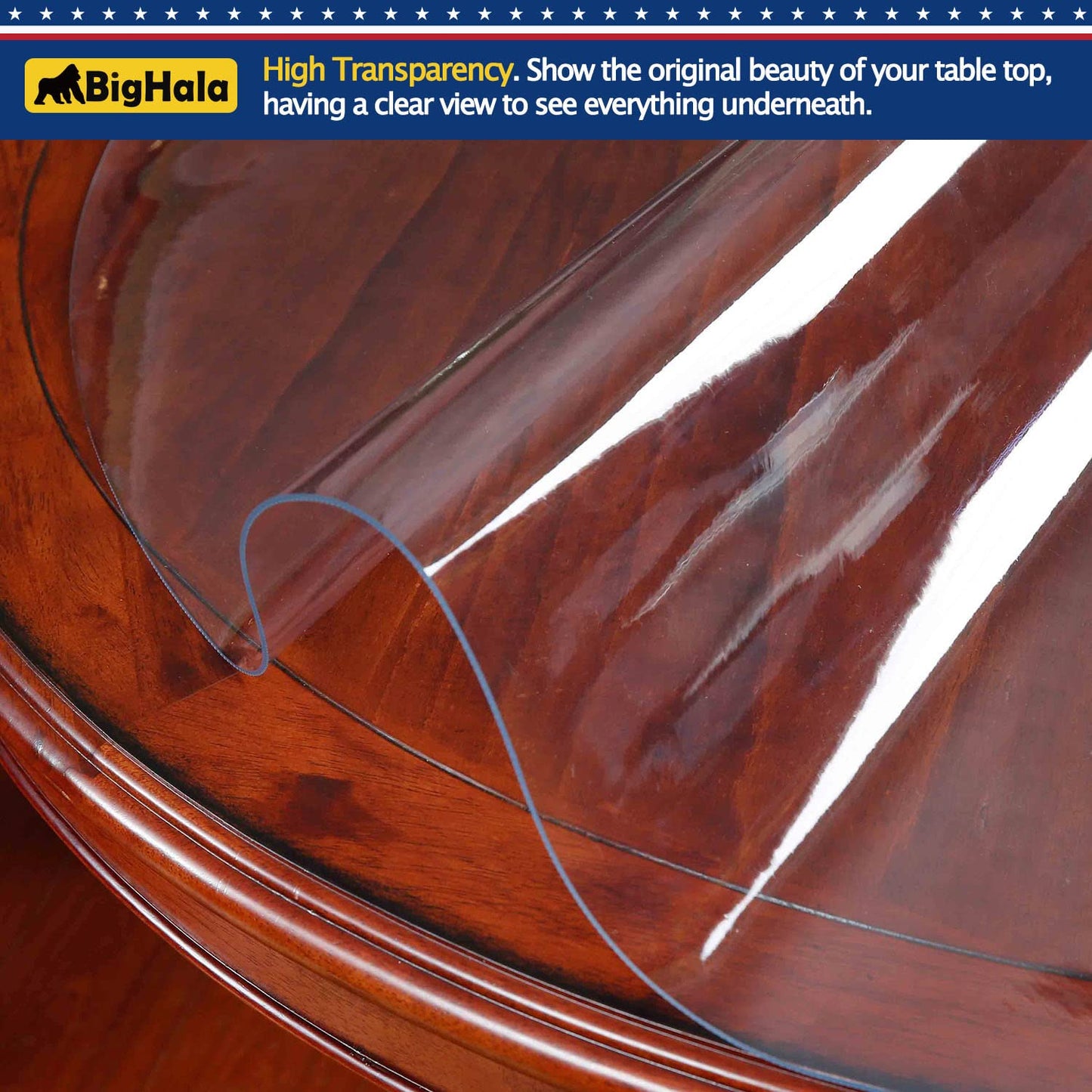 Round Dining Room Table Protector Tablecloth Cover Clear Plastic Cloths Waterproof Wipeable Heat Resistant Vinyl PVC DeskTop Pad for Coffee Office Conference Meeting Tables Desk Furniture Mat 52 " Dia