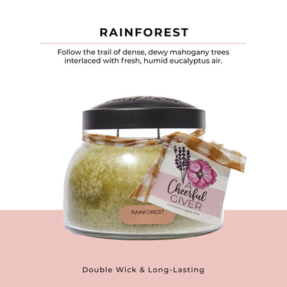A Cheerful Giver - Rainforest - 22oz Mama Scented Candle Jar with Lid - Keepers of the Light - 125 Hours of Burn Time, Gift for Women, Green