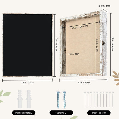 TILBLKUP Shadow Box Frame Display Case 13x16 Shadow Box with Linen Back, Real Glass Window Door with Hinge, Picture Frame for Memorabilia Medals Wedding Bouquet Collections, Memory Box for Keepsakes