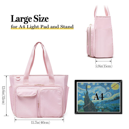 Fasrom Diamond Painting Carrying Case for A4 Light Pad, Accessories Storage Bag for A4 LED Light Box and Diamond Art Supplies, Pink (Empty Bag Only)