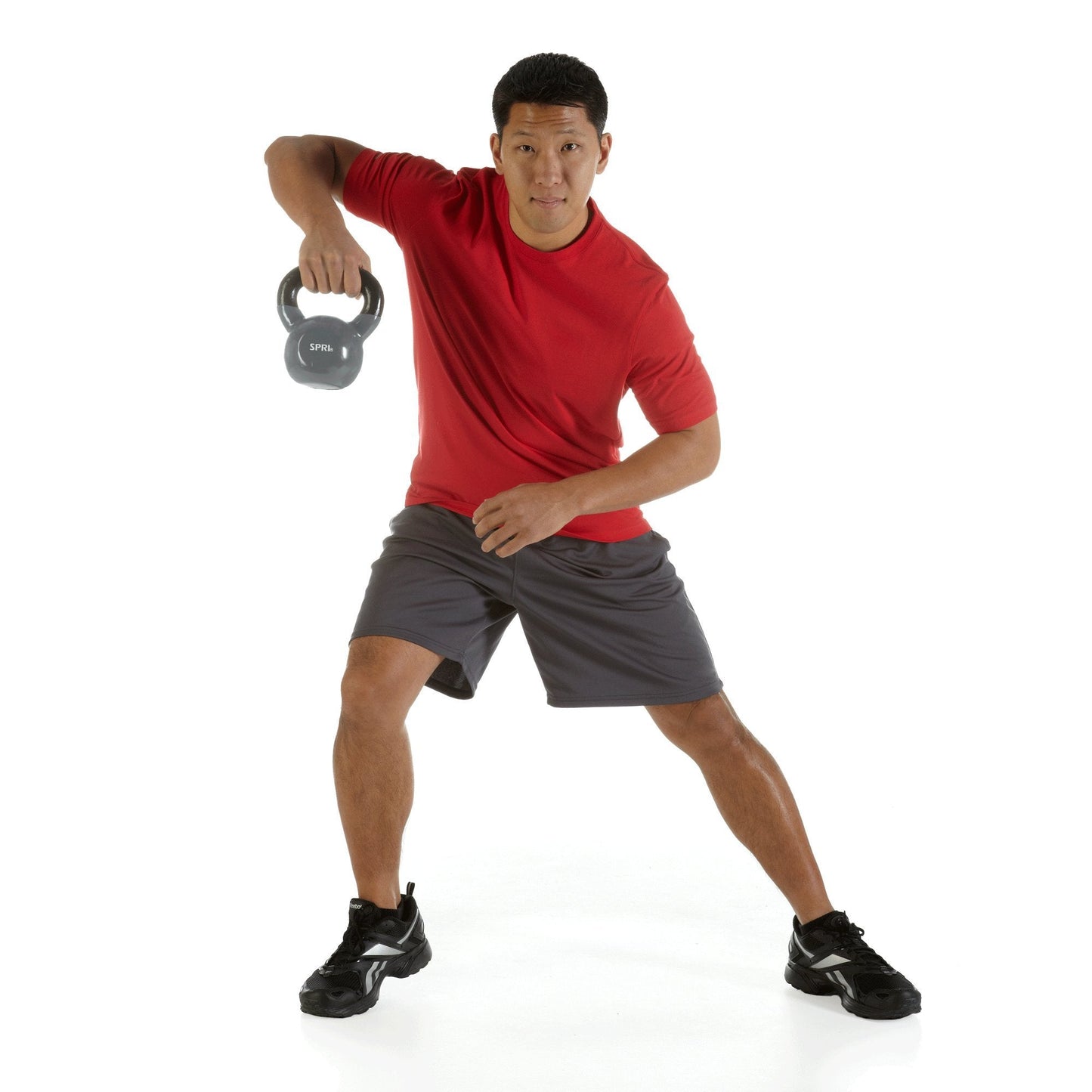 SPRI Kettlebell Weights Deluxe Cast Iron Vinyl Coated Comfort Grip Wide Handle Color Coded Kettlebell Weight Set