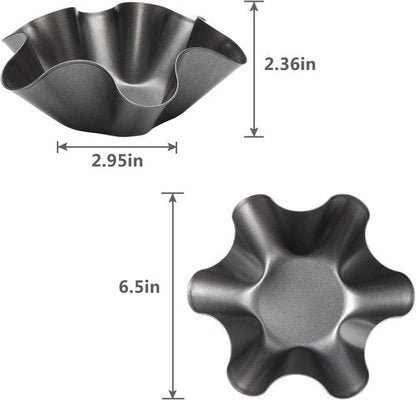 Kafear Taco Salad Bowl Maker Molds - Nonstick Carbon Steel Tortilla Shell Pans | 4 Pack in Black