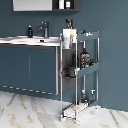 3-Tier 2 VECELO Acrylic Rolling Cart, Utility Cart for Kitchen Storage, Mobile Shelves Slide-Out Organizers