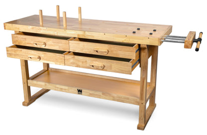 WEN 60-Inch Hardwood Workbench with Four Drawers and Onboard Vise (WB6020)