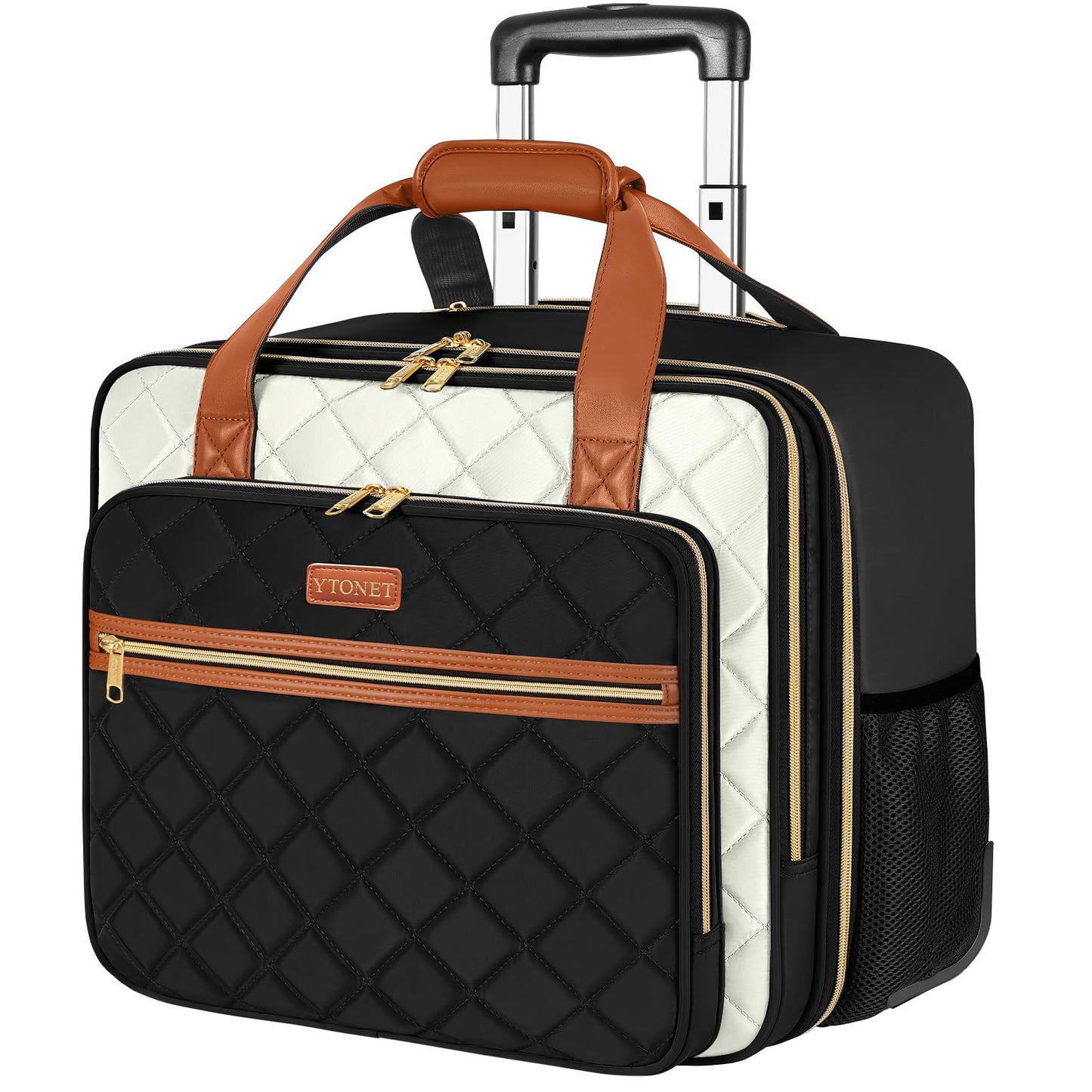 Ytonet Rolling Briefcase for Women, Extra Large Rolling Laptop Bag Fits 18 Inch Laptop, Computer Bag with wheels for Work Travel College Business Overnight Wife Mom Teacher, Black Brown