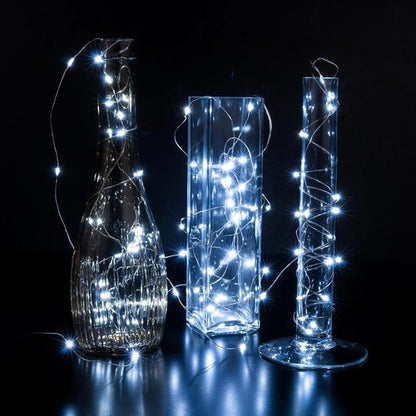 **Skiennix 8-Pack White Fairy Lights - 7Ft 20 LED Twinkle String Lights | Battery Operated & Waterproof for Weddings, Parties, & Decor**
